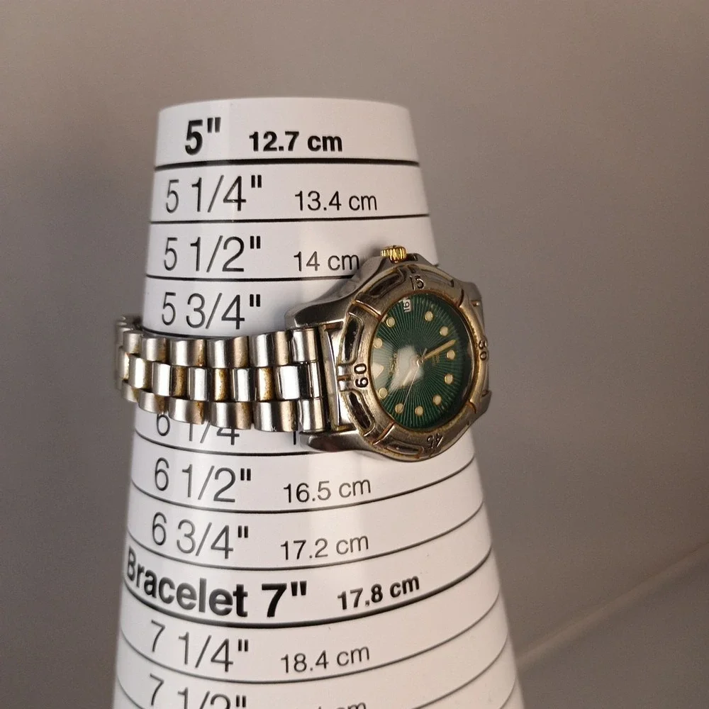 Timex Indiglo Women Silver Tone Green Dial Date Stainless Steel Band Working